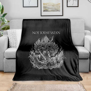 Not Today Satan Throw Blanket Saint Michael Fights Evil TS12 Print Your Wear