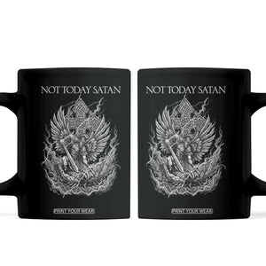 Not Today Satan Coffee Mug Saint Michael Fights Evil TS12 Black Print Your Wear