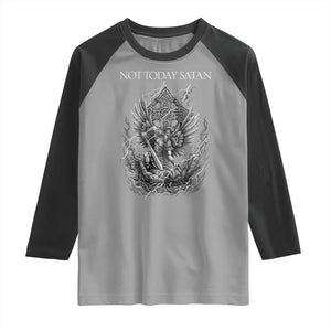 Not Today Satan Raglan Shirt Saint Michael Fights Evil TS12 Sport Gray Black Print Your Wear