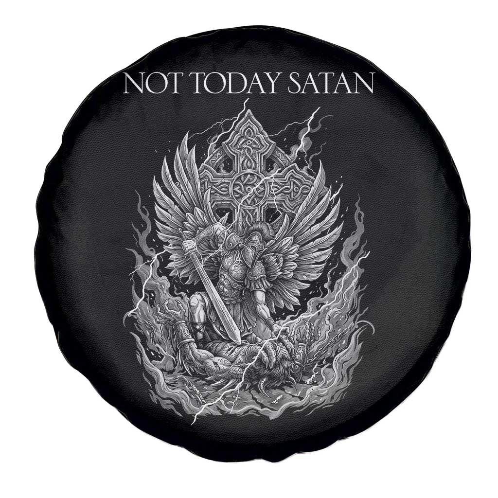 Not Today Satan Spare Tire Cover Saint Michael Fights Evil TS12 Print Your Wear