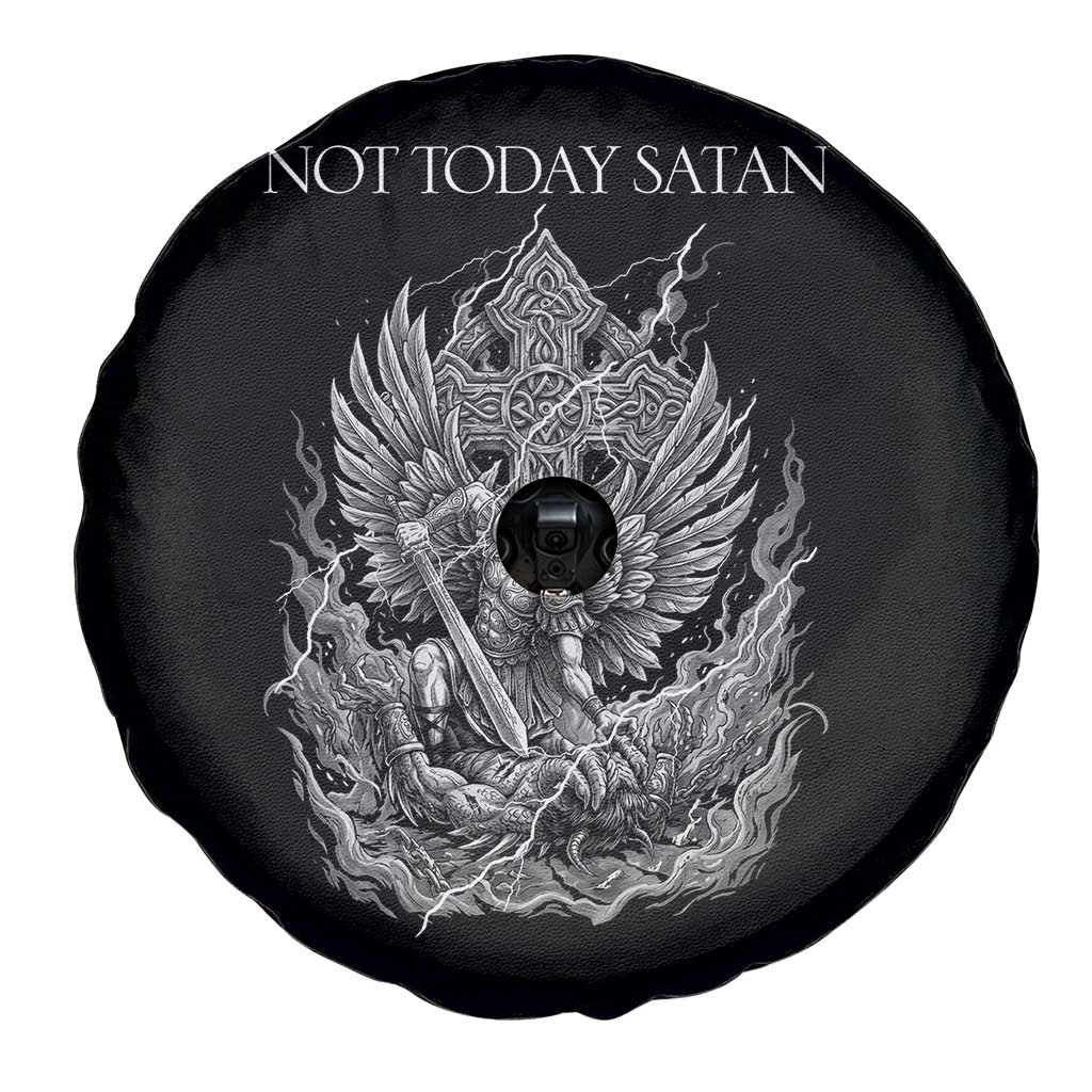 Not Today Satan Spare Tire Cover Saint Michael Fights Evil TS12 Print Your Wear