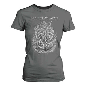 Not Today Satan T Shirt For Women Saint Michael Fights Evil TS12 Dark Heather Print Your Wear