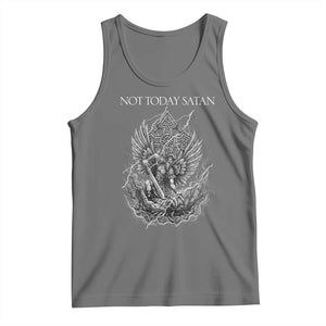 Not Today Satan Tank Top Saint Michael Fights Evil TS12 Black Heather Print Your Wear