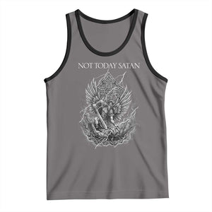 Not Today Satan Tank Top Saint Michael Fights Evil TS12 Deep Heather Black Print Your Wear