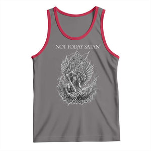 Not Today Satan Tank Top Saint Michael Fights Evil TS12 Deep Heather Red Print Your Wear