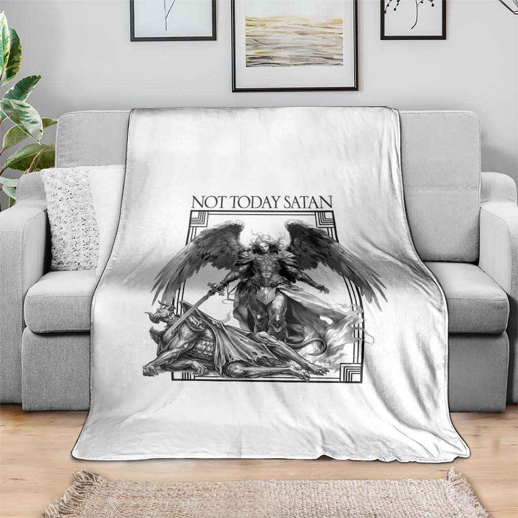 Funny Saint Michael Defeating Satan Throw Blanket Not Today Satan TS12 Print Your Wear