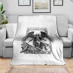Funny Saint Michael Defeating Satan Throw Blanket Not Today Satan TS12 Print Your Wear