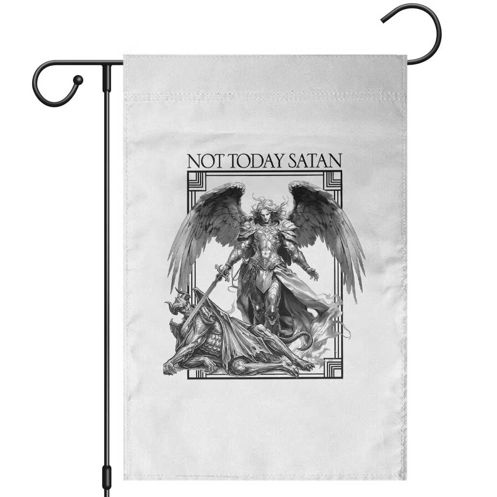 Funny Saint Michael Defeating Satan Garden Flag Not Today Satan TS12 White Print Your Wear