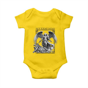 Funny Saint Michael Defeating Satan Baby Onesie Not Today Satan TS12 Daisy Print Your Wear