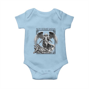 Funny Saint Michael Defeating Satan Baby Onesie Not Today Satan TS12 Light Blue Print Your Wear
