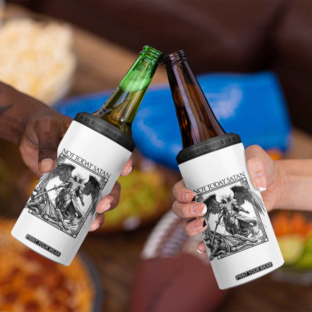 Funny Saint Michael Defeating Satan 4 in 1 Can Cooler Tumbler Not Today Satan TS12 Print Your Wear