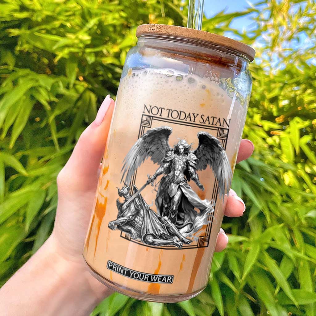 Funny Saint Michael Defeating Satan Glass Can Not Today Satan TS12 White Print Your Wear