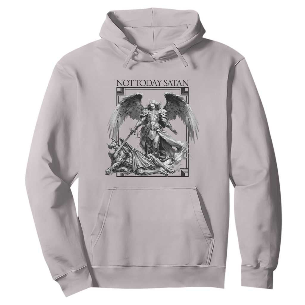 Funny Saint Michael Defeating Satan Hoodie Not Today Satan TS12 Ice Gray Print Your Wear