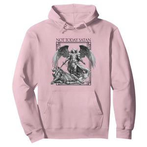 Funny Saint Michael Defeating Satan Hoodie Not Today Satan TS12 Light Pink Print Your Wear