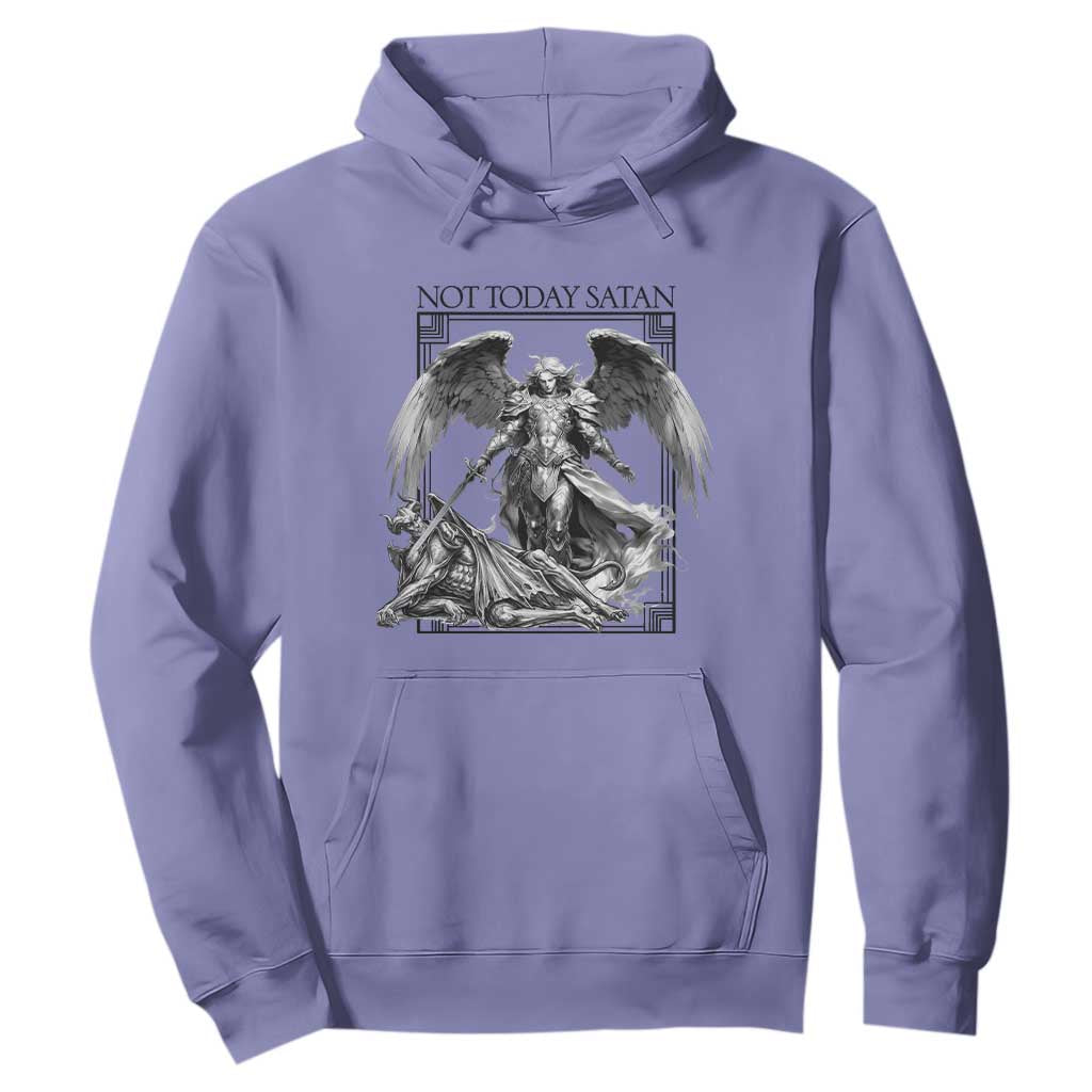 Funny Saint Michael Defeating Satan Hoodie Not Today Satan TS12 Violet Print Your Wear