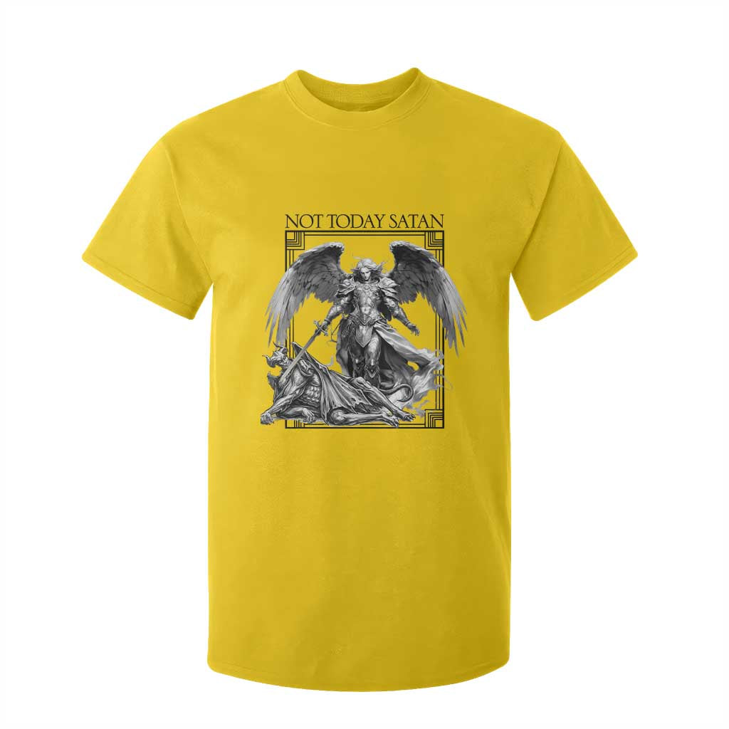 Funny Saint Michael Defeating Satan T Shirt For Kid Not Today Satan TS12 Daisy Print Your Wear