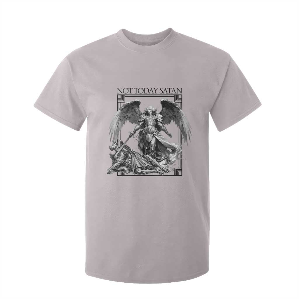 Funny Saint Michael Defeating Satan T Shirt For Kid Not Today Satan TS12 Ice Gray Print Your Wear