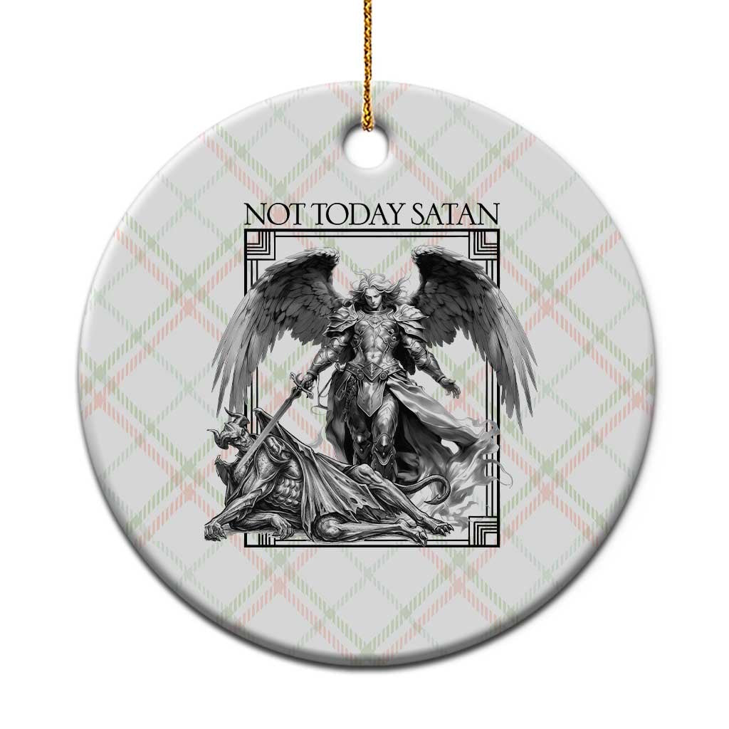 Funny Saint Michael Defeating Satan Ceramic Ornament Not Today Satan TS12 1pc Christmas Plaid Print Your Wear