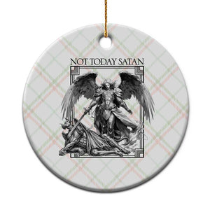 Funny Saint Michael Defeating Satan Ceramic Ornament Not Today Satan TS12 1pc Christmas Plaid Print Your Wear