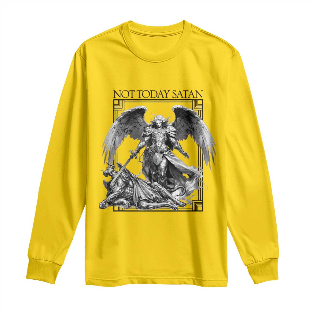Funny Saint Michael Defeating Satan Long Sleeve Shirt Not Today Satan TS12 Daisy Print Your Wear