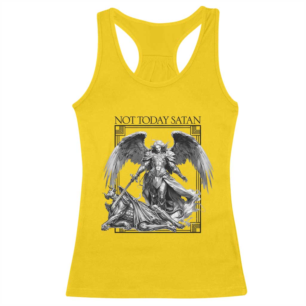 Funny Saint Michael Defeating Satan Racerback Tank Top Not Today Satan TS12 Daisy Print Your Wear