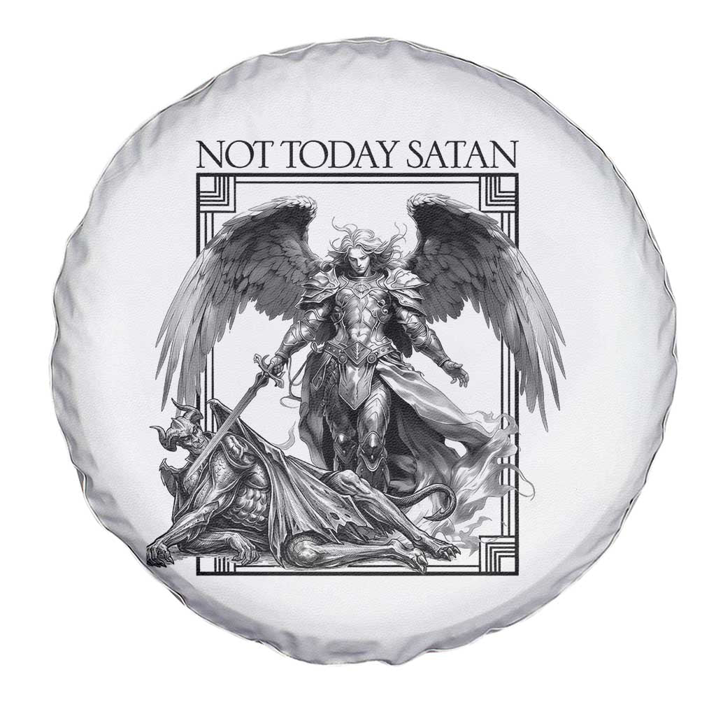 Funny Saint Michael Defeating Satan Spare Tire Cover Not Today Satan TS12 Print Your Wear