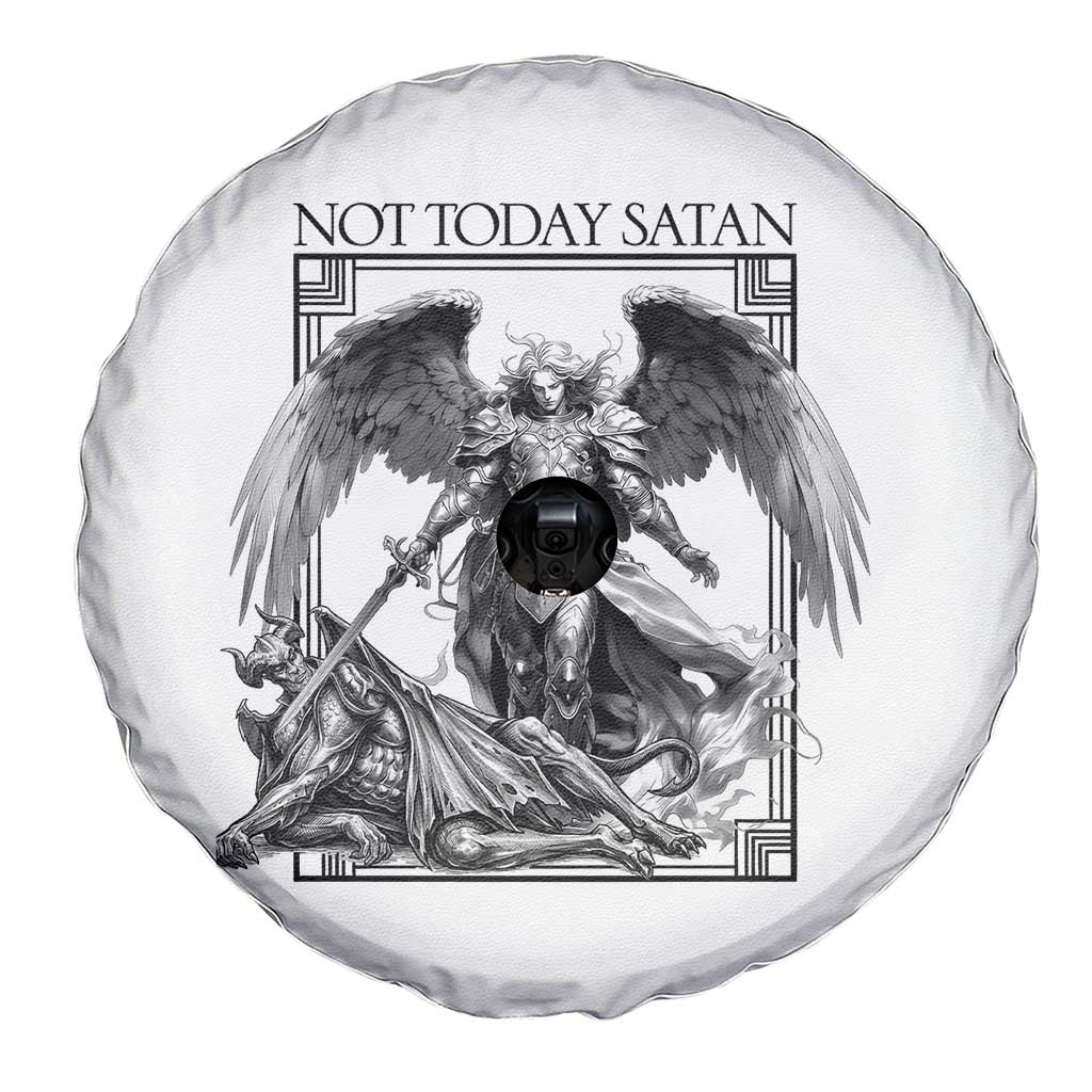 Funny Saint Michael Defeating Satan Spare Tire Cover Not Today Satan TS12 Print Your Wear