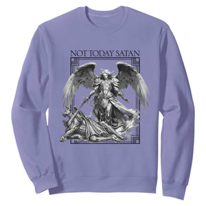 Funny Saint Michael Defeating Satan Sweatshirt Not Today Satan TS12 Violet Print Your Wear
