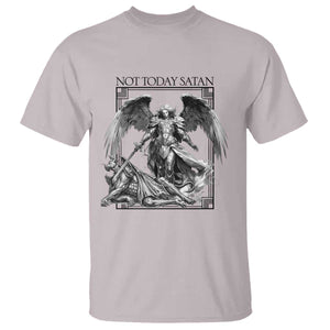 Funny Saint Michael Defeating Satan T Shirt Not Today Satan TS12 Ice Gray Print Your Wear