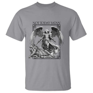 Funny Saint Michael Defeating Satan T Shirt Not Today Satan TS12 Sport Gray Print Your Wear