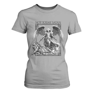 Funny Saint Michael Defeating Satan T Shirt For Women Not Today Satan TS12 Sport Gray Print Your Wear