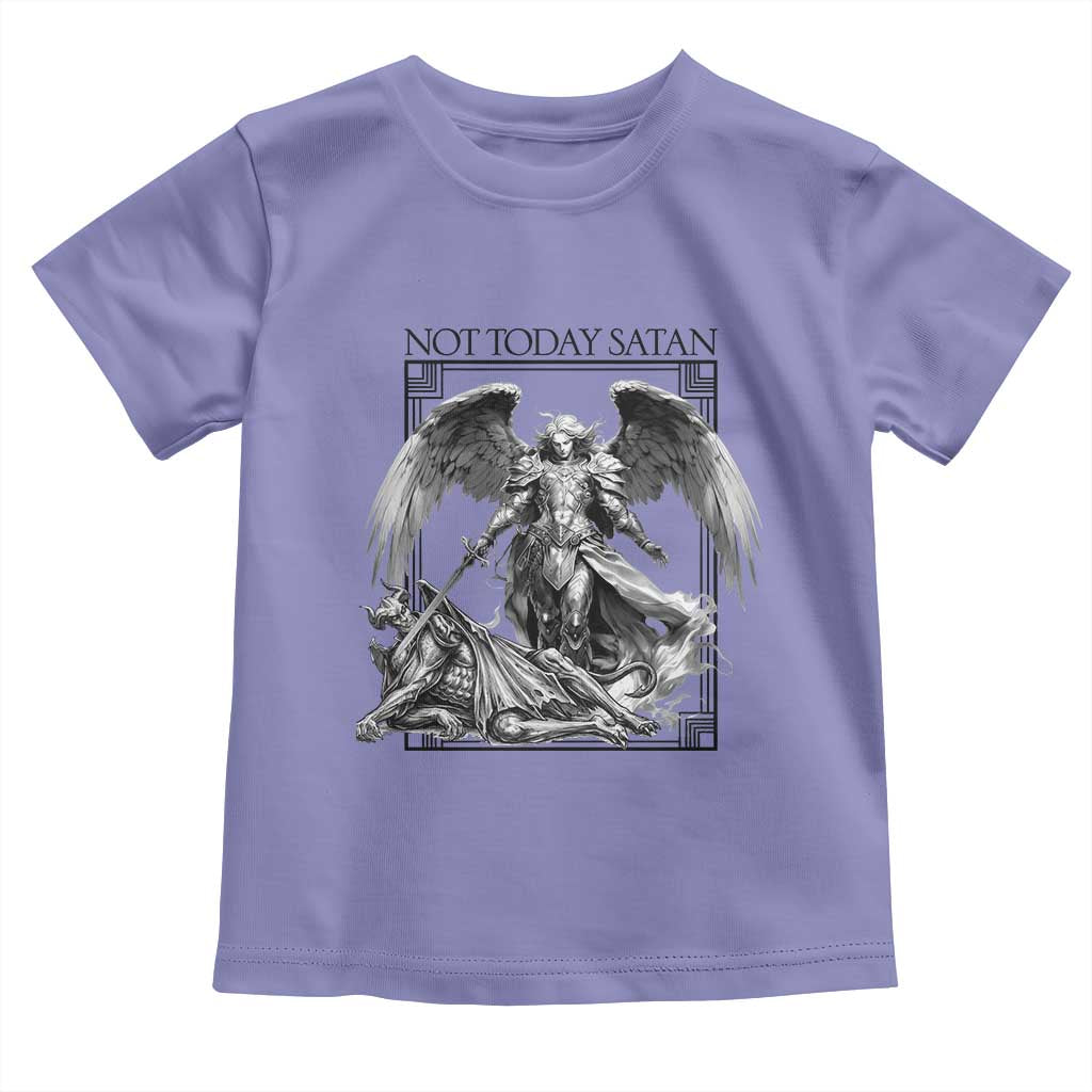 Funny Saint Michael Defeating Satan Toddler T Shirt Not Today Satan TS12 Violet Print Your Wear
