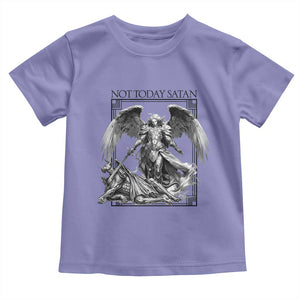 Funny Saint Michael Defeating Satan Toddler T Shirt Not Today Satan TS12 Violet Print Your Wear