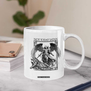 Funny Saint Michael Defeating Satan Coffee Mug Not Today Satan TS12 Print Your Wear
