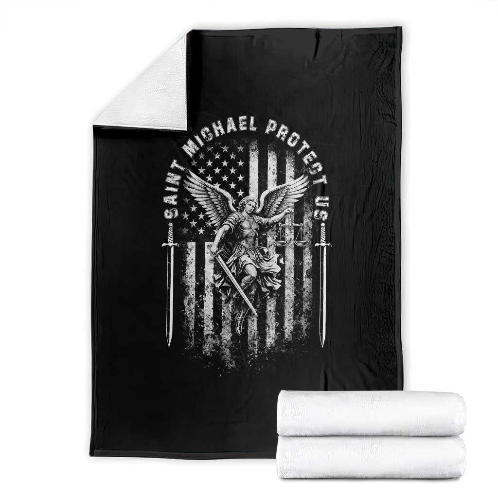 Vintage Saint Michael Archangel Protect Us Prayer Throw Blanket TS12 Black Print Your Wear