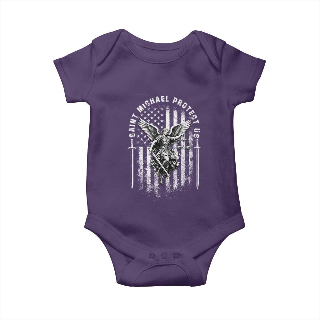 Vintage Saint Michael Archangel Protect Us Prayer Baby Onesie TS12 Purple Print Your Wear