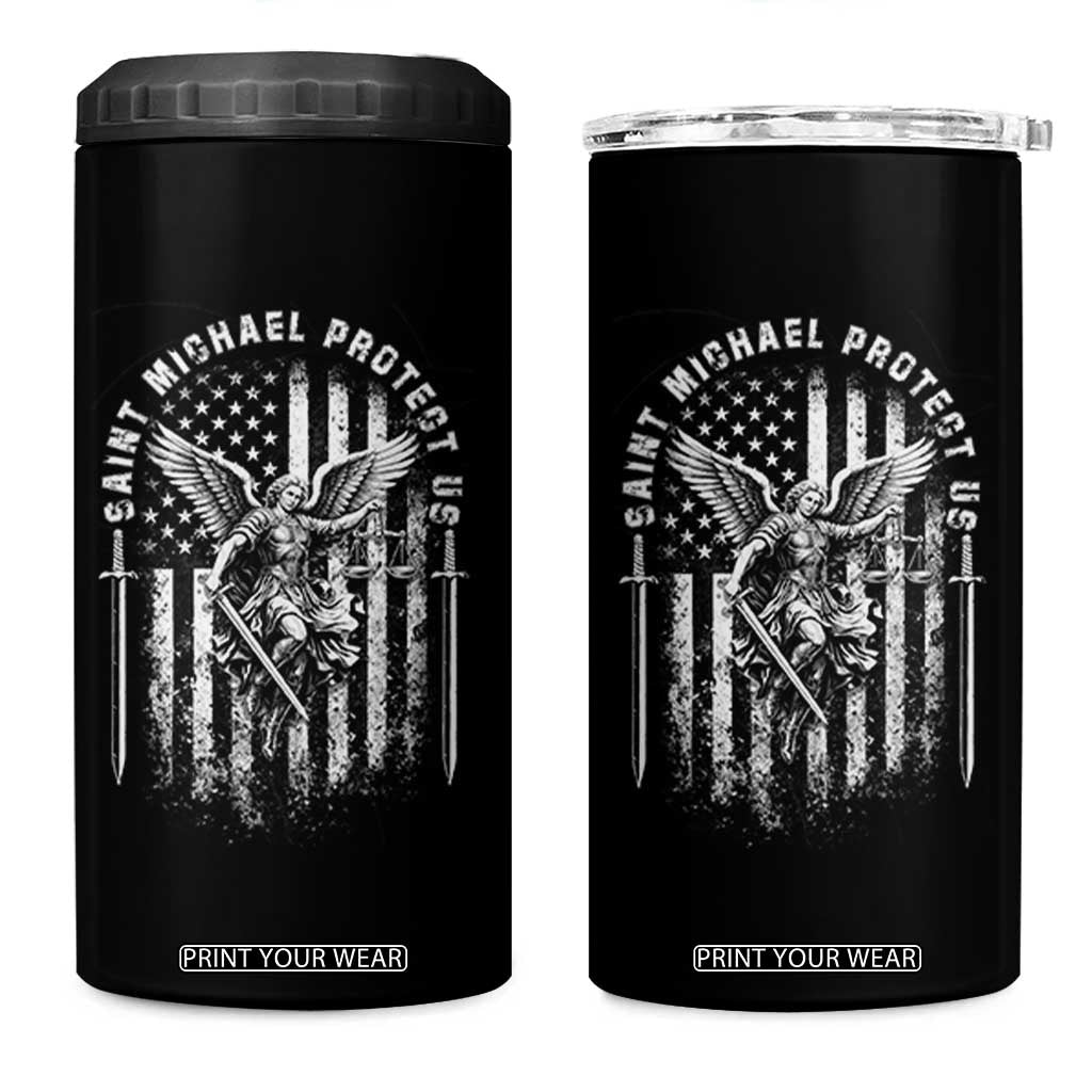 Vintage Saint Michael Archangel Protect Us Prayer 4 in 1 Can Cooler Tumbler TS12 One Size: 16 oz Black Print Your Wear