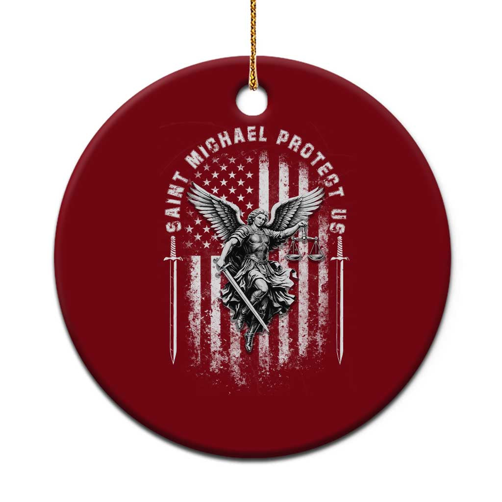 Vintage Saint Michael Archangel Protect Us Prayer Ceramic Ornament TS12 1pc Red Print Your Wear