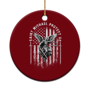 Vintage Saint Michael Archangel Protect Us Prayer Ceramic Ornament TS12 1pc Red Print Your Wear