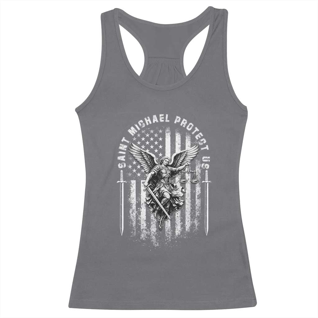 Vintage Saint Michael Archangel Protect Us Prayer Racerback Tank Top TS12 Charcoal Print Your Wear