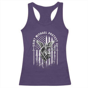 Vintage Saint Michael Archangel Protect Us Prayer Racerback Tank Top TS12 Purple Print Your Wear