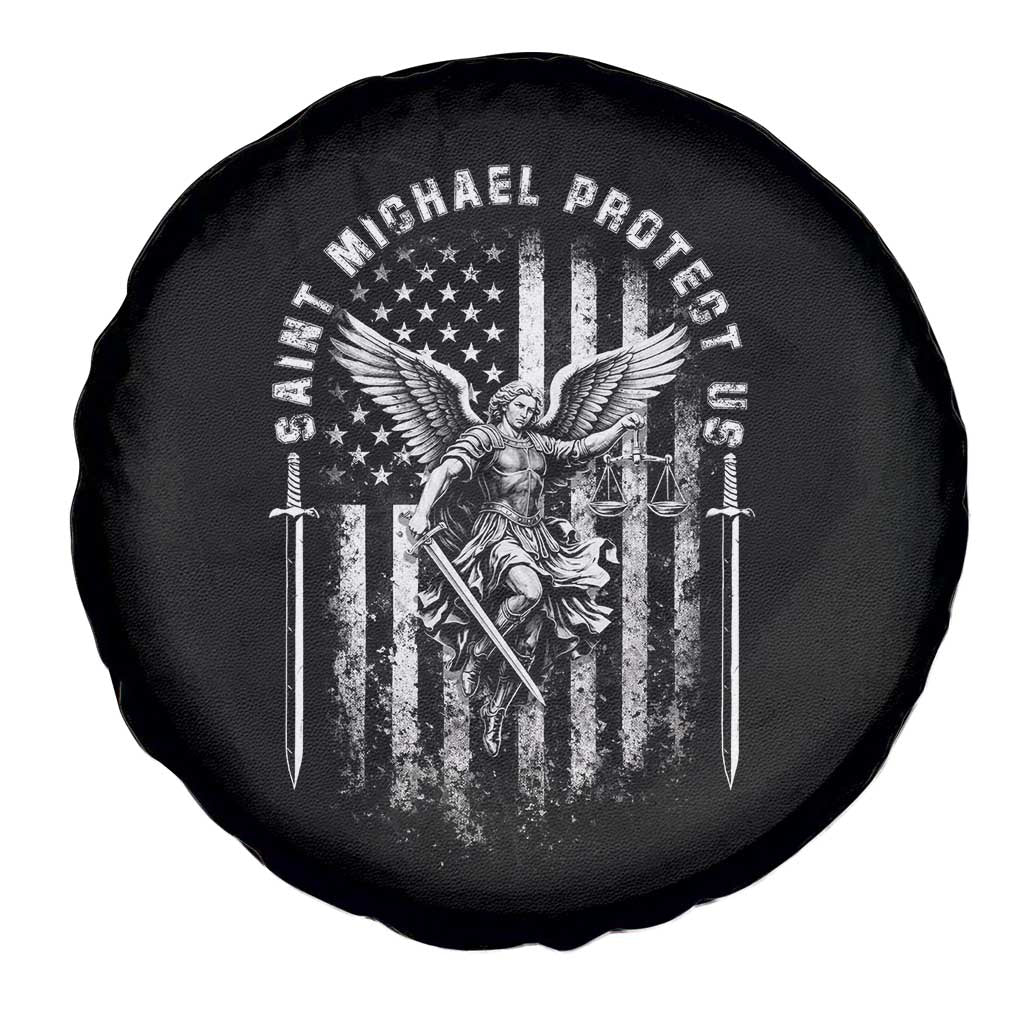 Vintage Saint Michael Archangel Protect Us Prayer Spare Tire Cover TS12 Print Your Wear