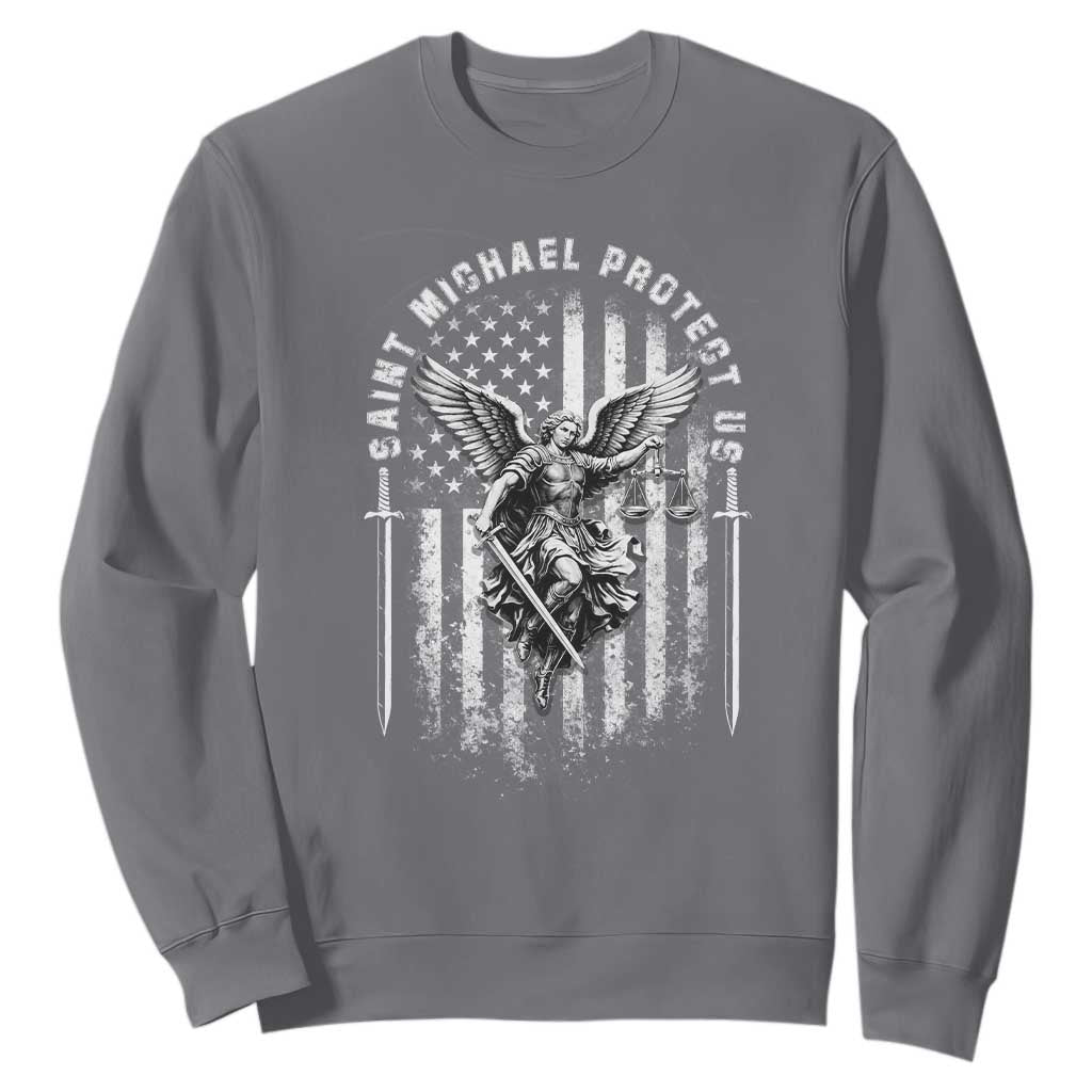 Vintage Saint Michael Archangel Protect Us Prayer Sweatshirt TS12 Charcoal Print Your Wear