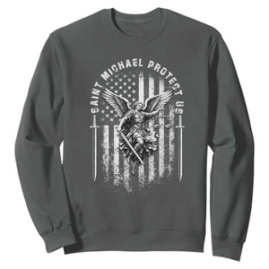 Vintage Saint Michael Archangel Protect Us Prayer Sweatshirt TS12 Dark Heather Print Your Wear