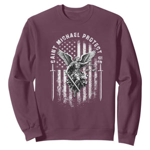 Vintage Saint Michael Archangel Protect Us Prayer Sweatshirt TS12 Maroon Print Your Wear