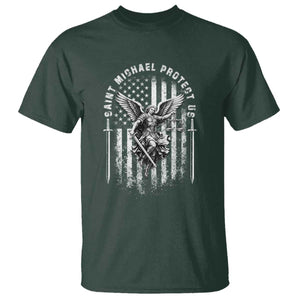Vintage Saint Michael Archangel Protect Us Prayer T Shirt TS12 Dark Forest Green Print Your Wear