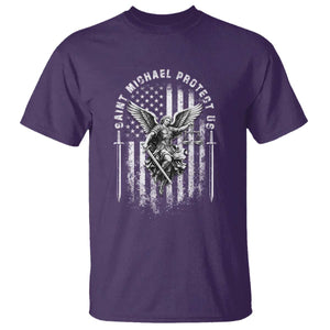 Vintage Saint Michael Archangel Protect Us Prayer T Shirt TS12 Purple Print Your Wear