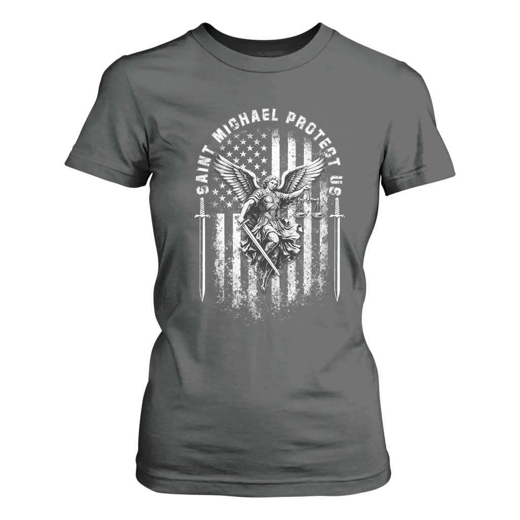 Vintage Saint Michael Archangel Protect Us Prayer T Shirt For Women TS12 Dark Heather Print Your Wear