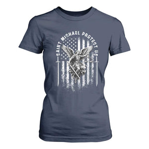 Vintage Saint Michael Archangel Protect Us Prayer T Shirt For Women TS12 Navy Print Your Wear