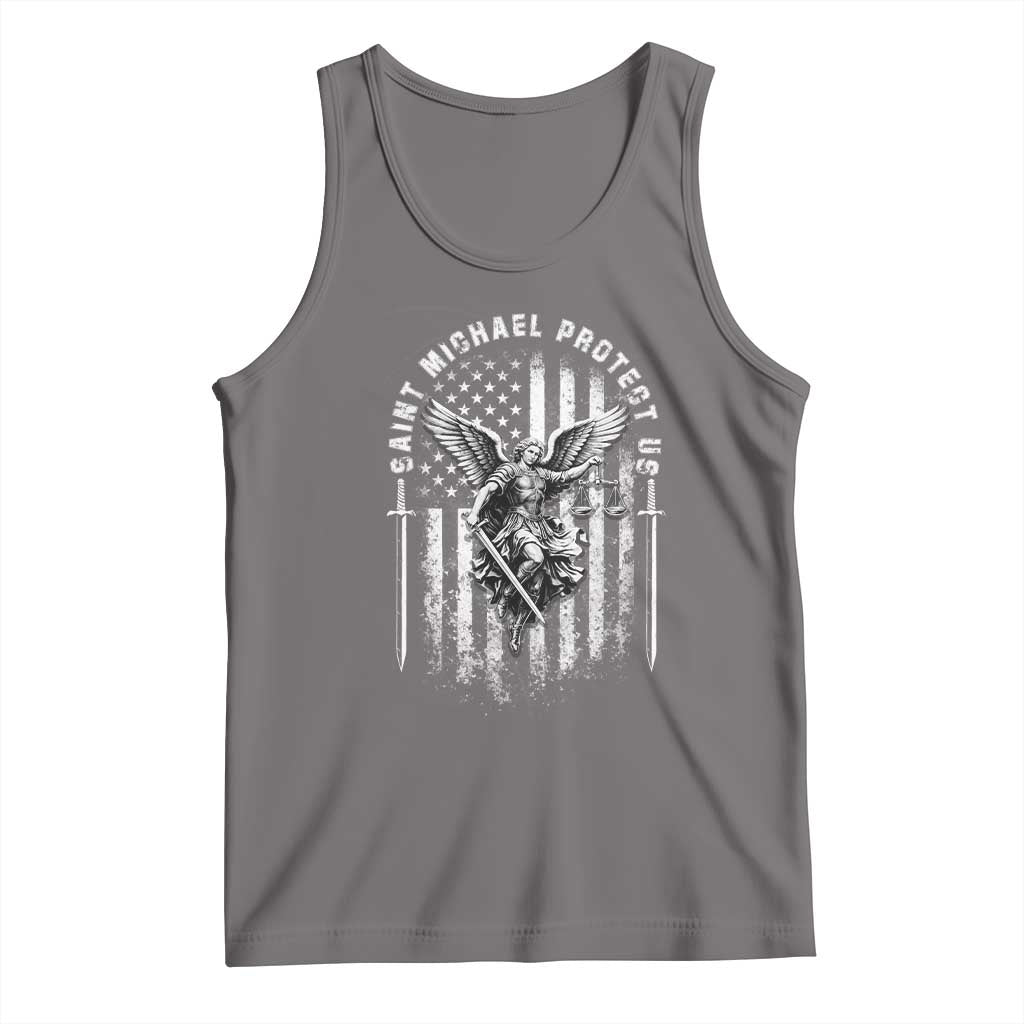 Vintage Saint Michael Archangel Protect Us Prayer Tank Top TS12 Deep Heather Print Your Wear